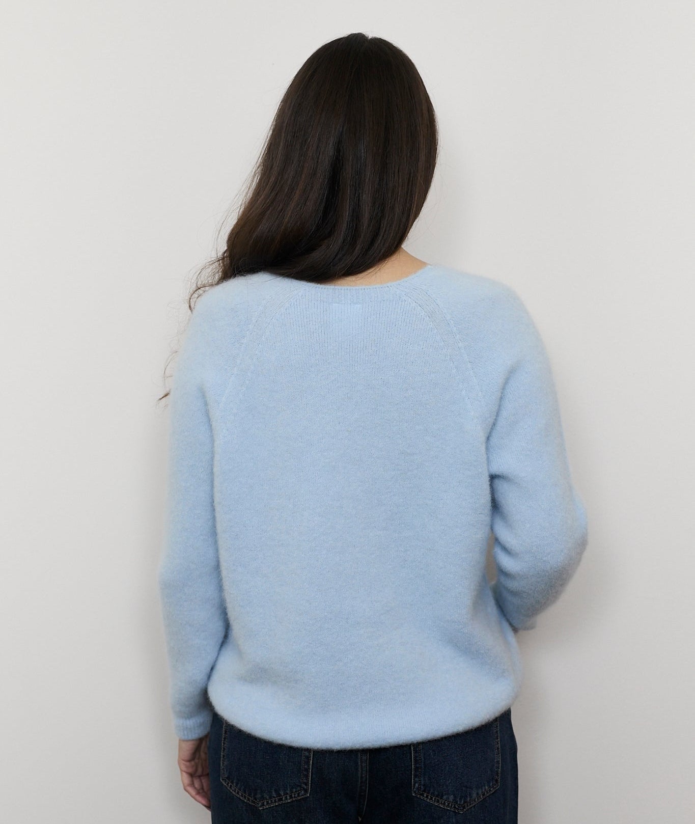 Jersey lana y alpaca azul cuello pico Cuatro Islas