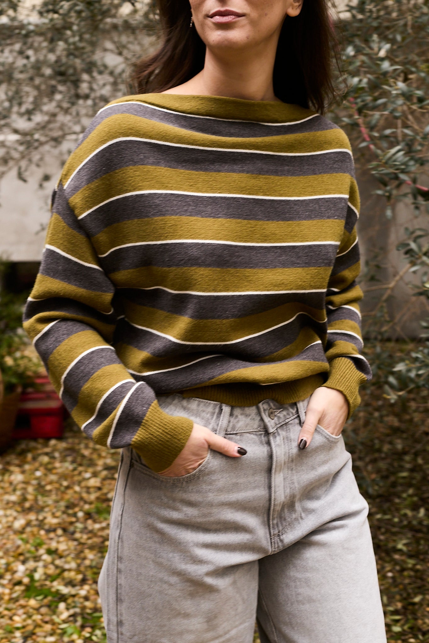 Jersey rayas verdes cuello barco Cuatro Islas