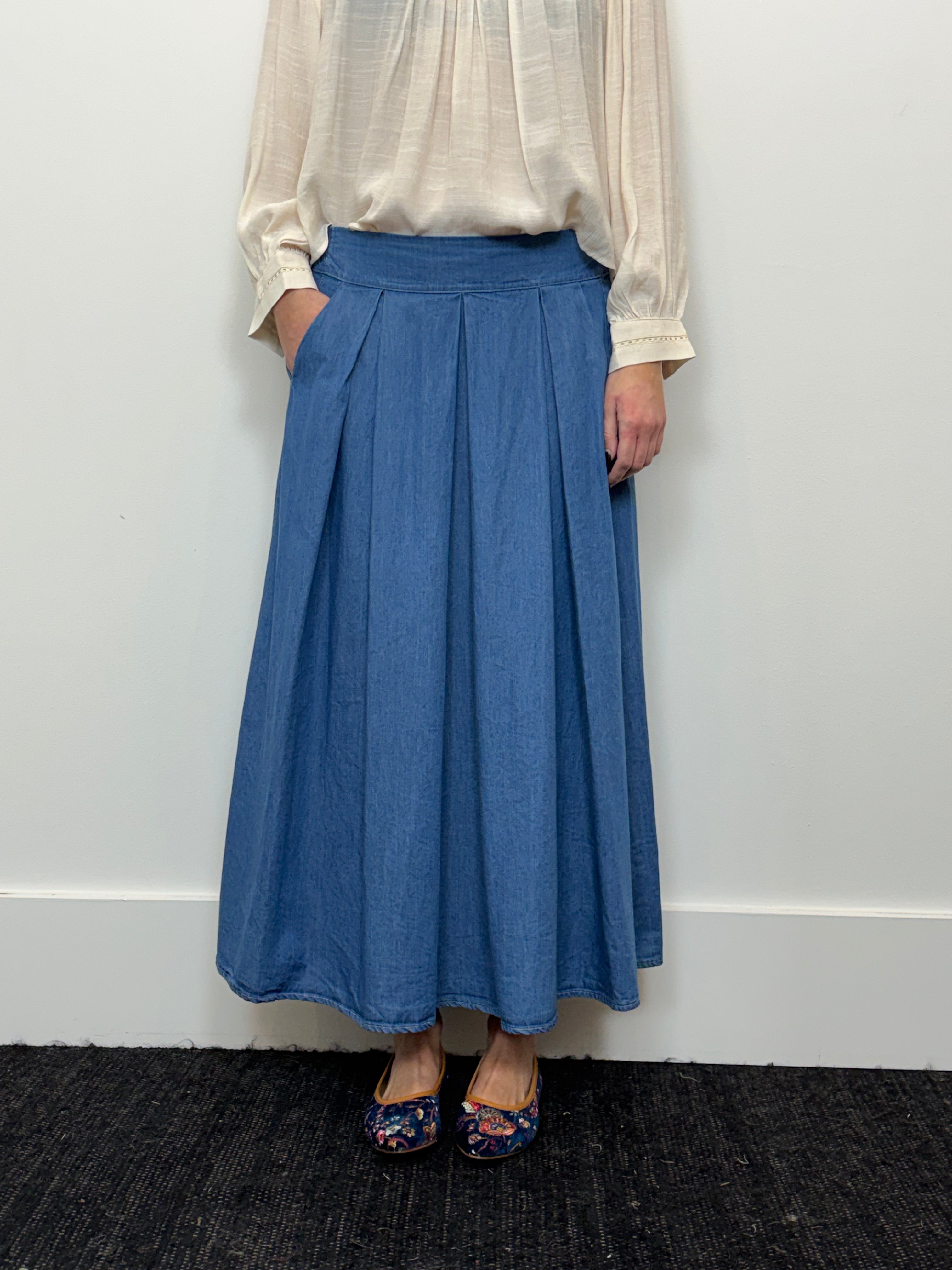 Falda larga denim tablas Cuatro Islas