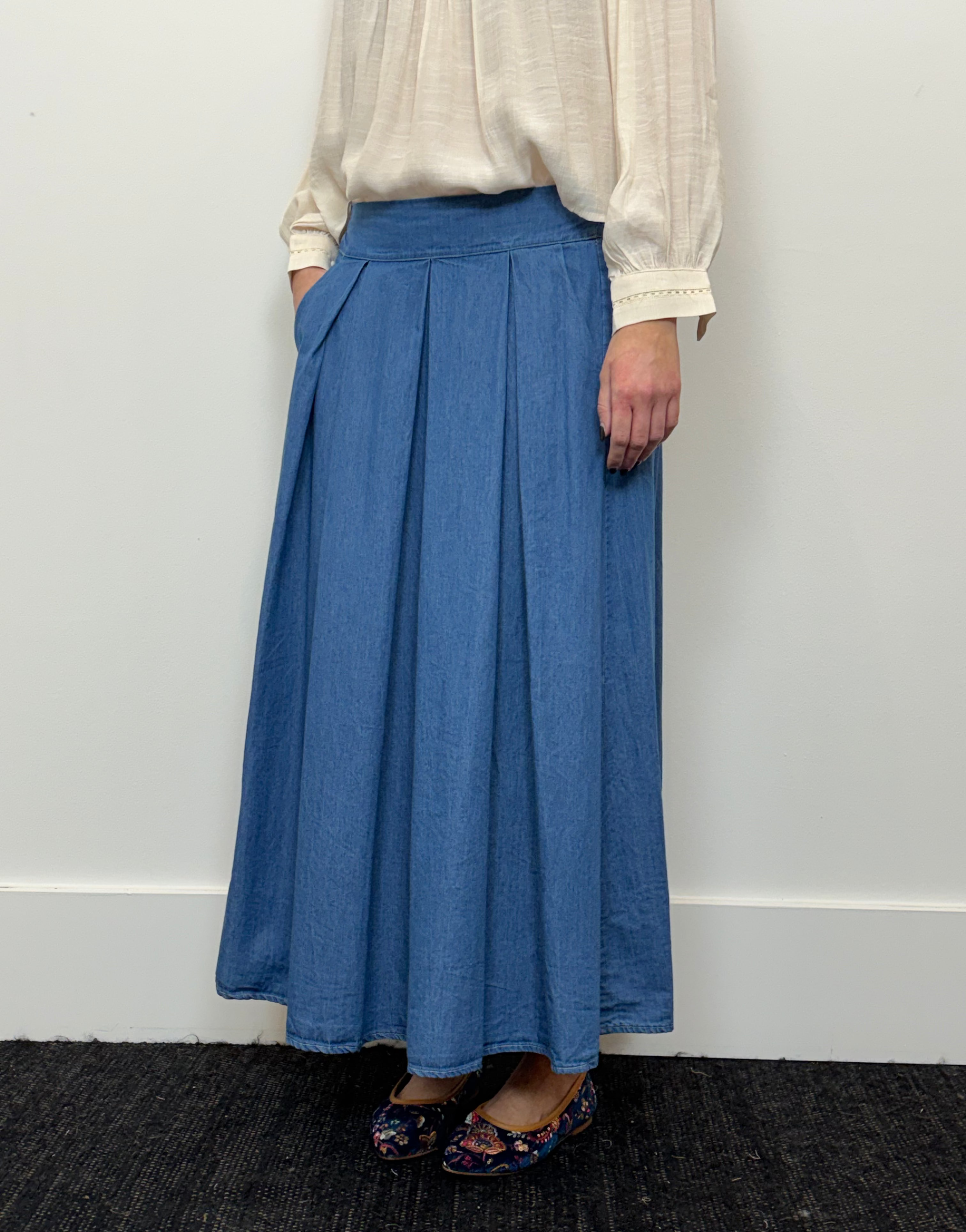 Falda larga denim tablas Cuatro Islas